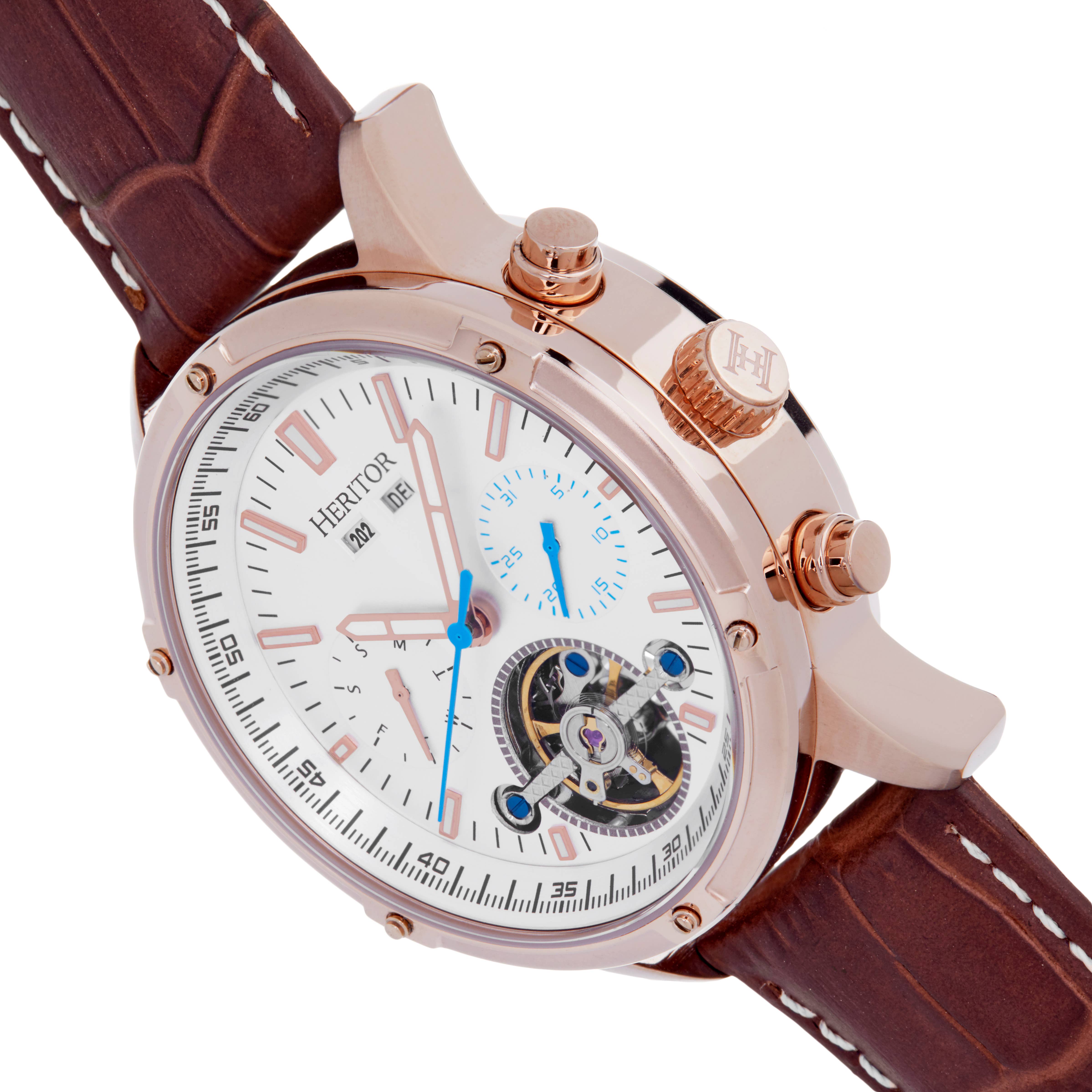 Heritor Automatic – Relógio de pulso - Homem por atacado – Relógio Heritor Automatic Wilhelm Semi-esqueleto com pulseira de couro9