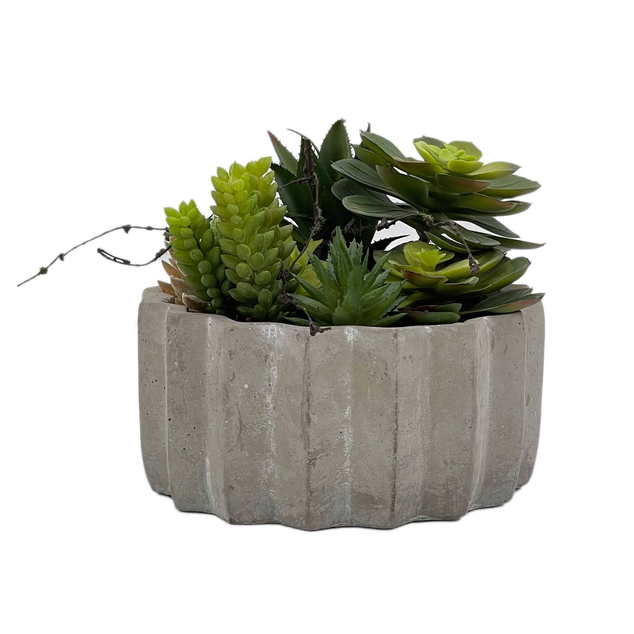 HomeRoots - Wholesale Artificial Plant - 8" Green Artificial Succulents in a Gray Planter5