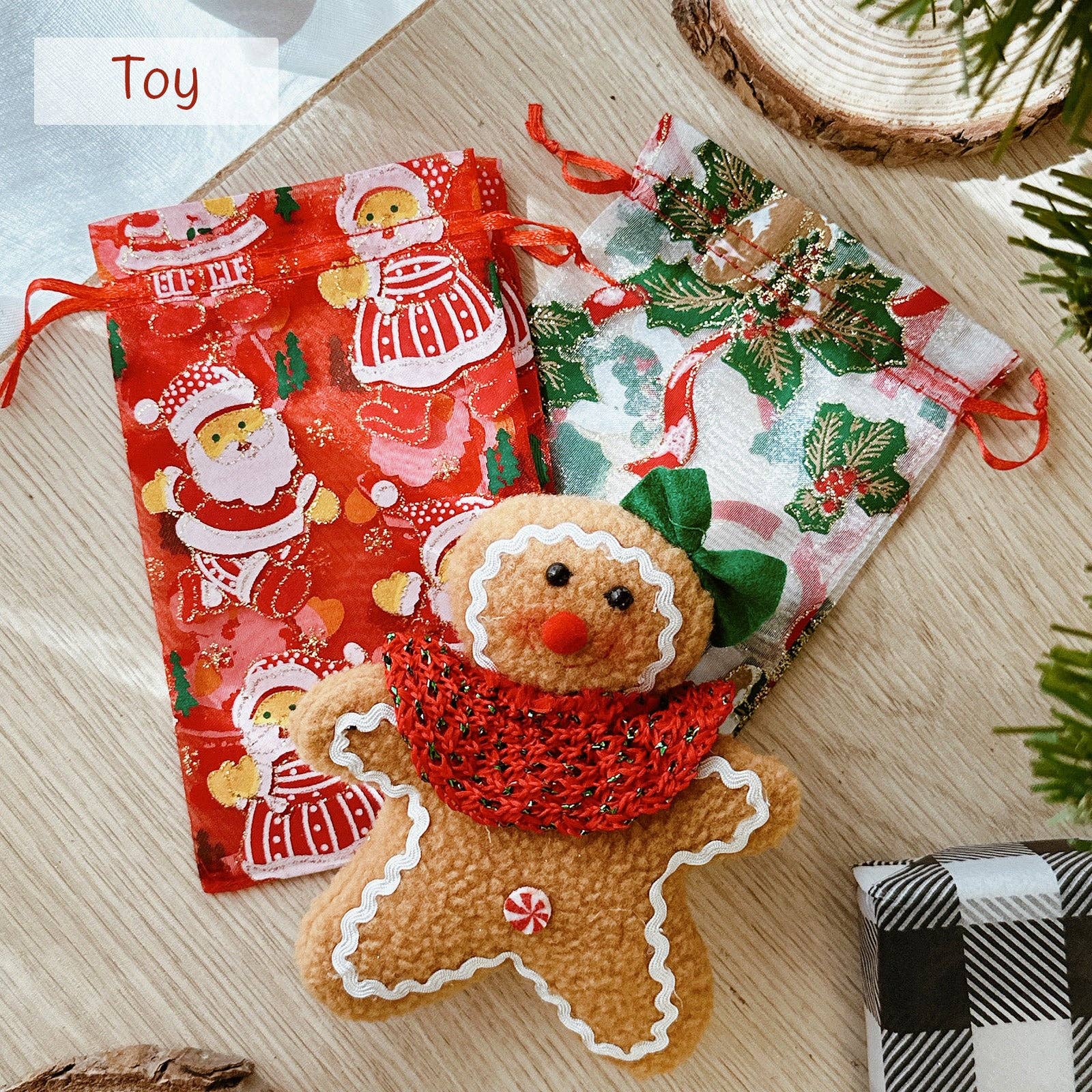 Wrapables.com - Wholesale Gift Bag Set/Pack - Wrapables 4 x 6 Xmas Organza Drawstring Gift Bags, Set of 205