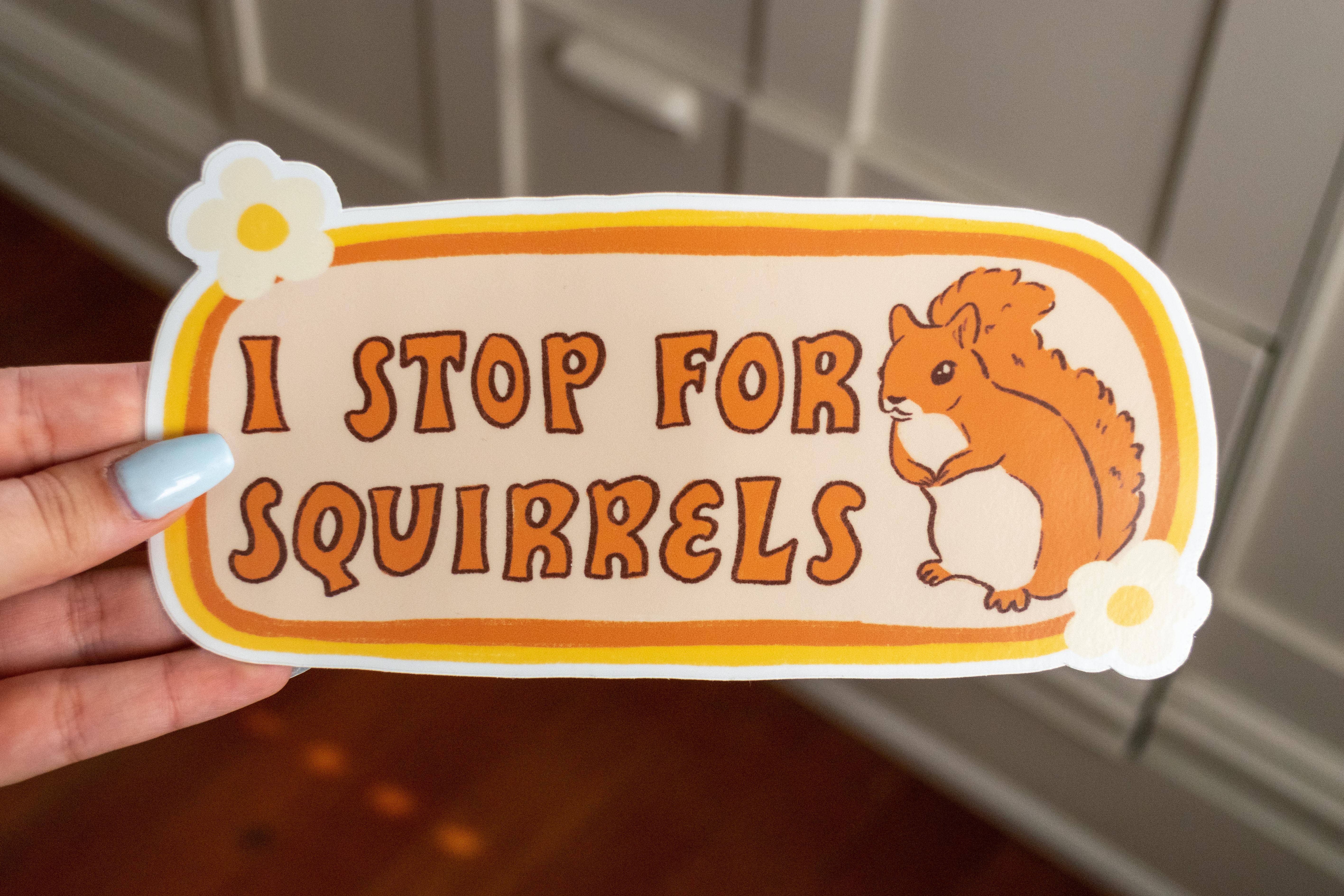 Art By Elowyn - Wholesale Sticker - I Stop For Squirrels Bumper Sticker2