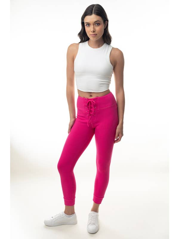 Hot Pink P40384 High Waisted Solid Knit Leggings for wholesale on Faire