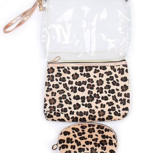 Love and Repeat - Wholesale Makeup/Cosmetic Bag - 3 pcs Leopard Cosmetic Pouch Set2