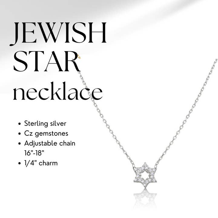 ALEF BET JEWELRY - Wholesale Pendant/Charm Necklace - Sterling Jewish Star with CZ Necklace1