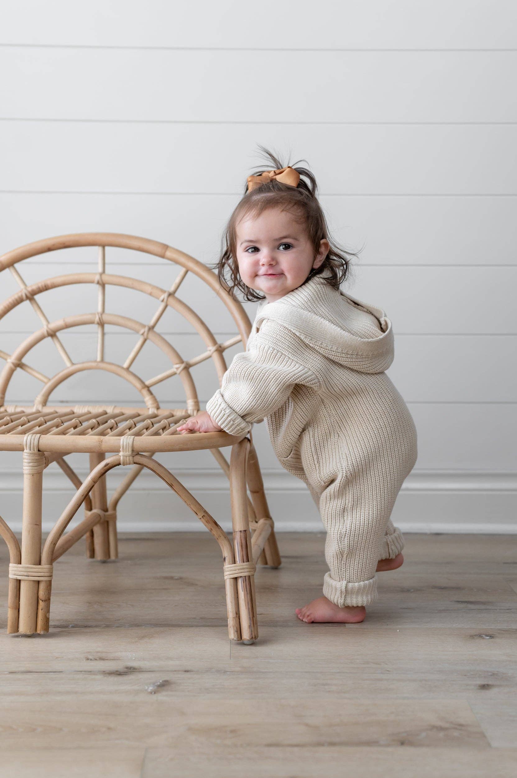 Yooushi - Wholesale Jumpsuit - Baby - Sand Shell Hooded Knit Playsuit4