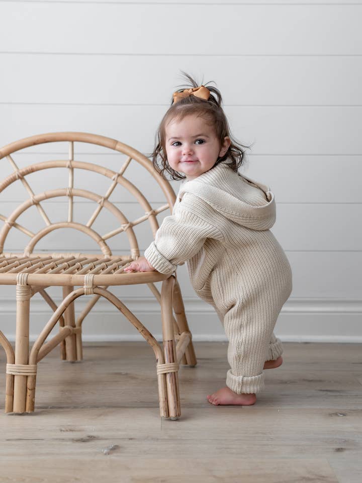 Yooushi - Wholesale Jumpsuit - Baby - Sand Shell Hooded Knit Playsuit4