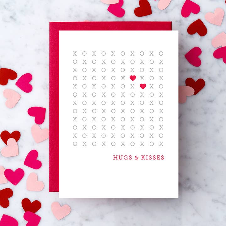 Design With Heart - Wholesale Love Card - XO Hugs & Kisses with Red Hearts Greeting Card