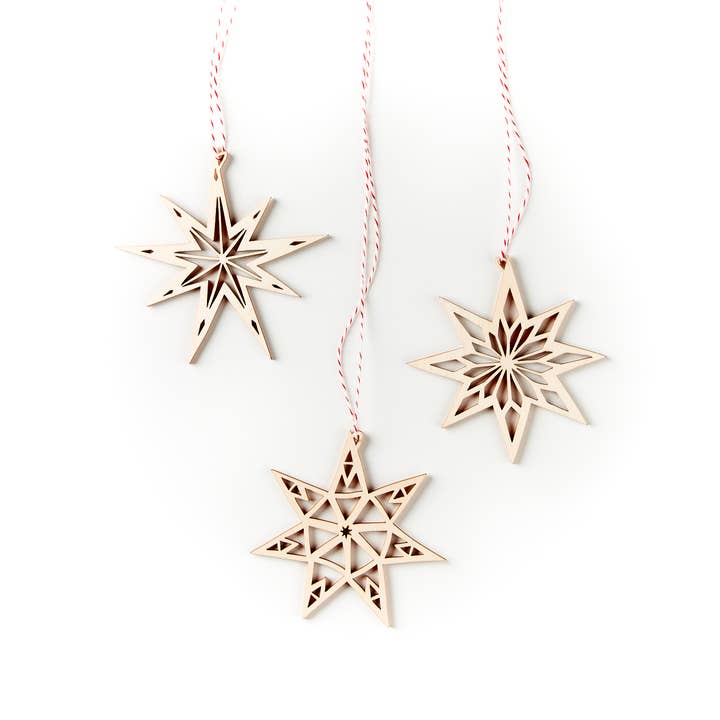 Stars Wooden Ornaments for wholesale by Light + Paper