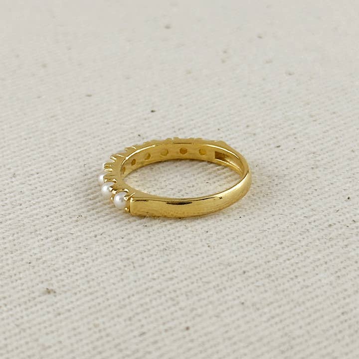 GoldFi - Wholesale Band/Stacked Ring - 18k Gold Filled Fresh Water Pearl Band Ring
