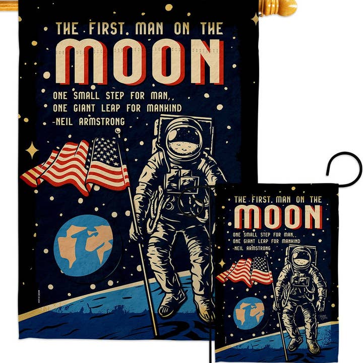 Two Group Flag Co - Venta al por mayor Bandera y manga de viento - Bandera de decoración espacial Cosmos de primeros hombres en la luna