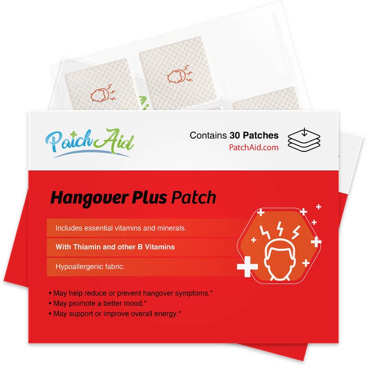 PatchAid - Wholesale Oral Supplement/Vitamin - Hangover Plus Patch - Fast Recovery & Vitamin Support