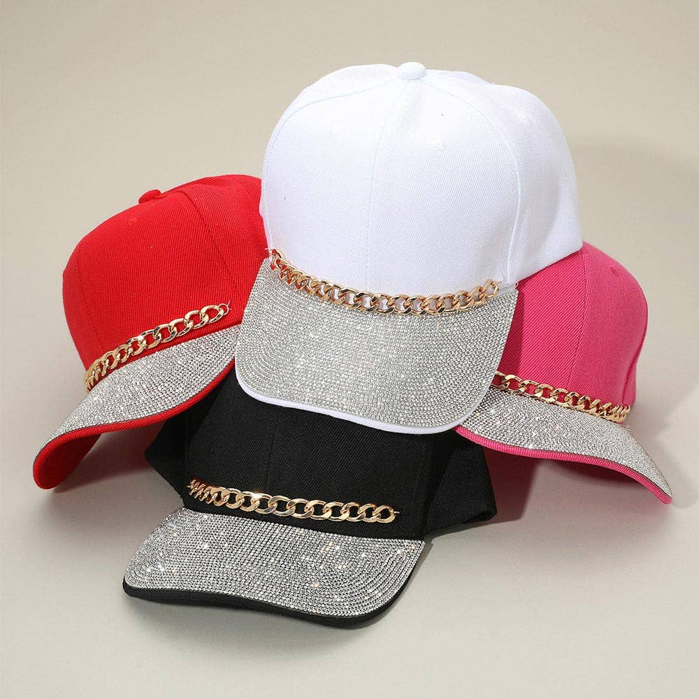 Sensibling Corp. - Wholesale Baseball Cap - Women's - Chain Detail Bling Studded Brim Baseball Cap9