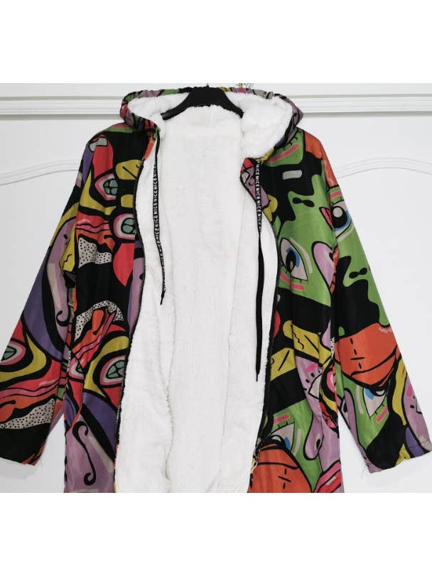 LOOWIE - Wholesale Raincoat - Women's - ZRC Italian One Size " Picasso Style Warm Raincoat w/Hood