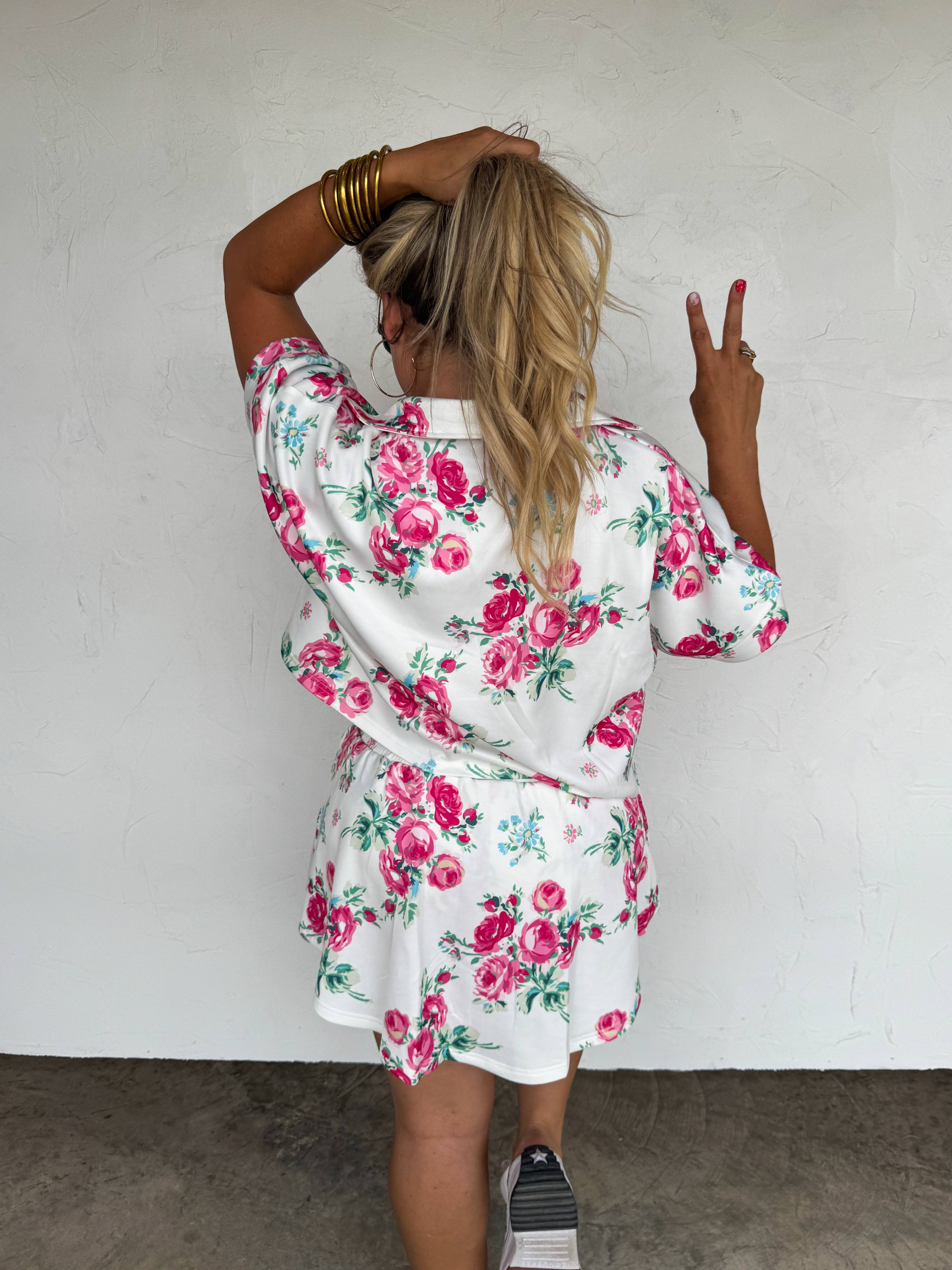 BLAKELEY - Vente Ensemble haut et jupe - Femme - ENSEMBLE JUPE-SHORT FLORAL CHAUD À REPÉRER1