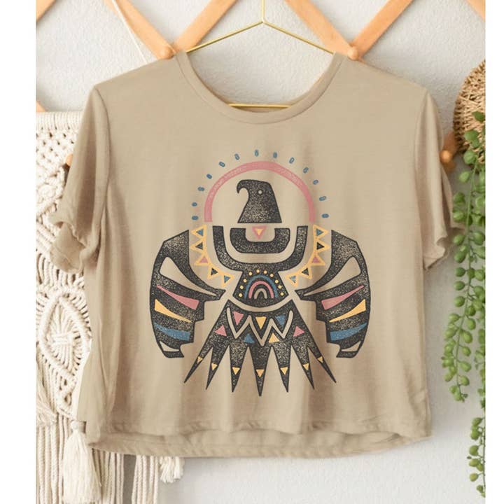 HRTandLUV - Wholesale Screen Printed T-Shirt - Women's - WILD SOUL THUNDERBIRD GRAPHIC CROP TOP0