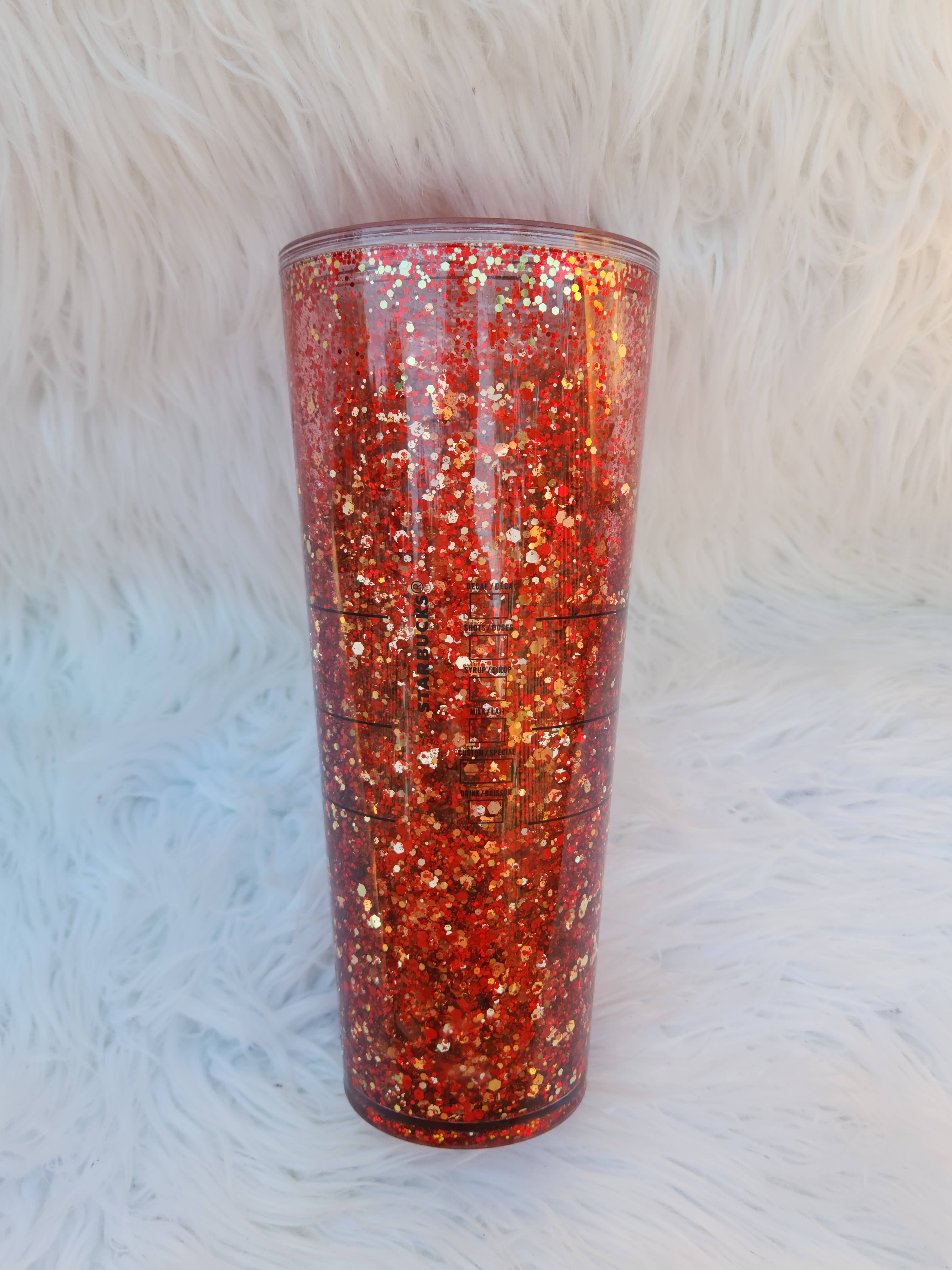 GDesignstees – wholesale Isolerade dryckesvaror – Röd & Guld Snowglobe Tumbler, Glitter Tumbler, Kaffemugg1