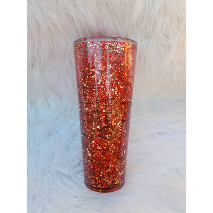 GDesignstees – wholesale Isolerade dryckesvaror – Röd & Guld Snowglobe Tumbler, Glitter Tumbler, Kaffemugg1