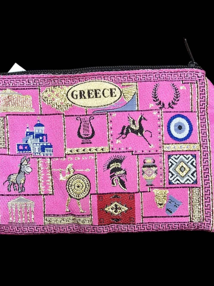 4" x 6" Greek Symbol Purse – Film-Woven Carpet Material for wholesale by 2 Greeks Inc