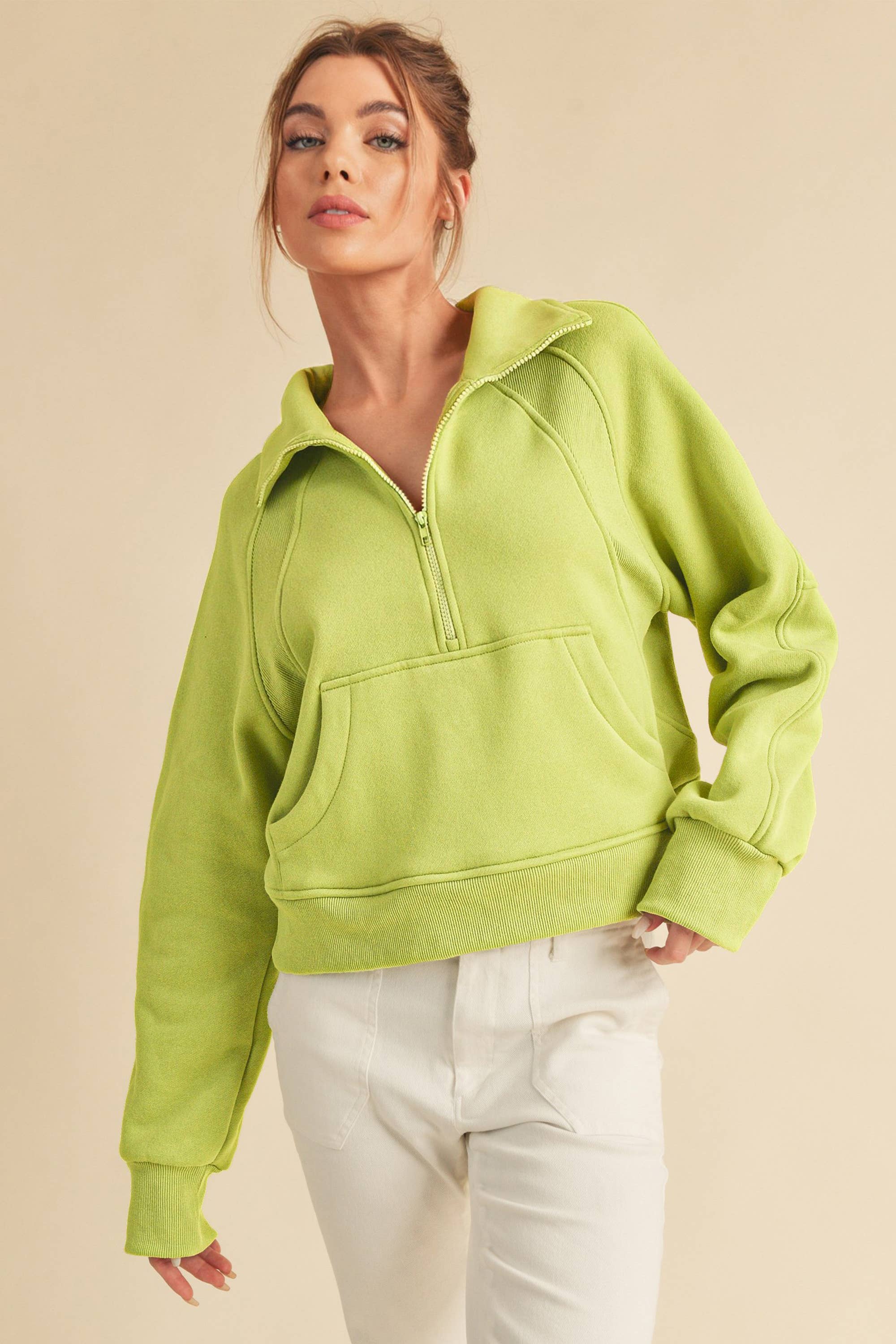 AEMI + CO - Wholesale Sweatshirt - Dames - 950CK Duif, trechterhals, halve ritssluiting, 249