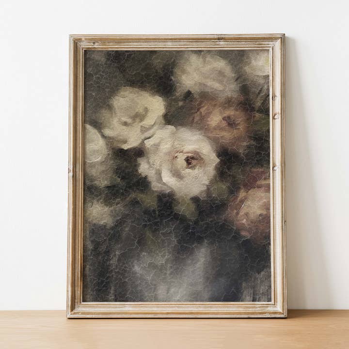 Vintage Dark Floral Art Print for wholesale by Pink Lemon Decor