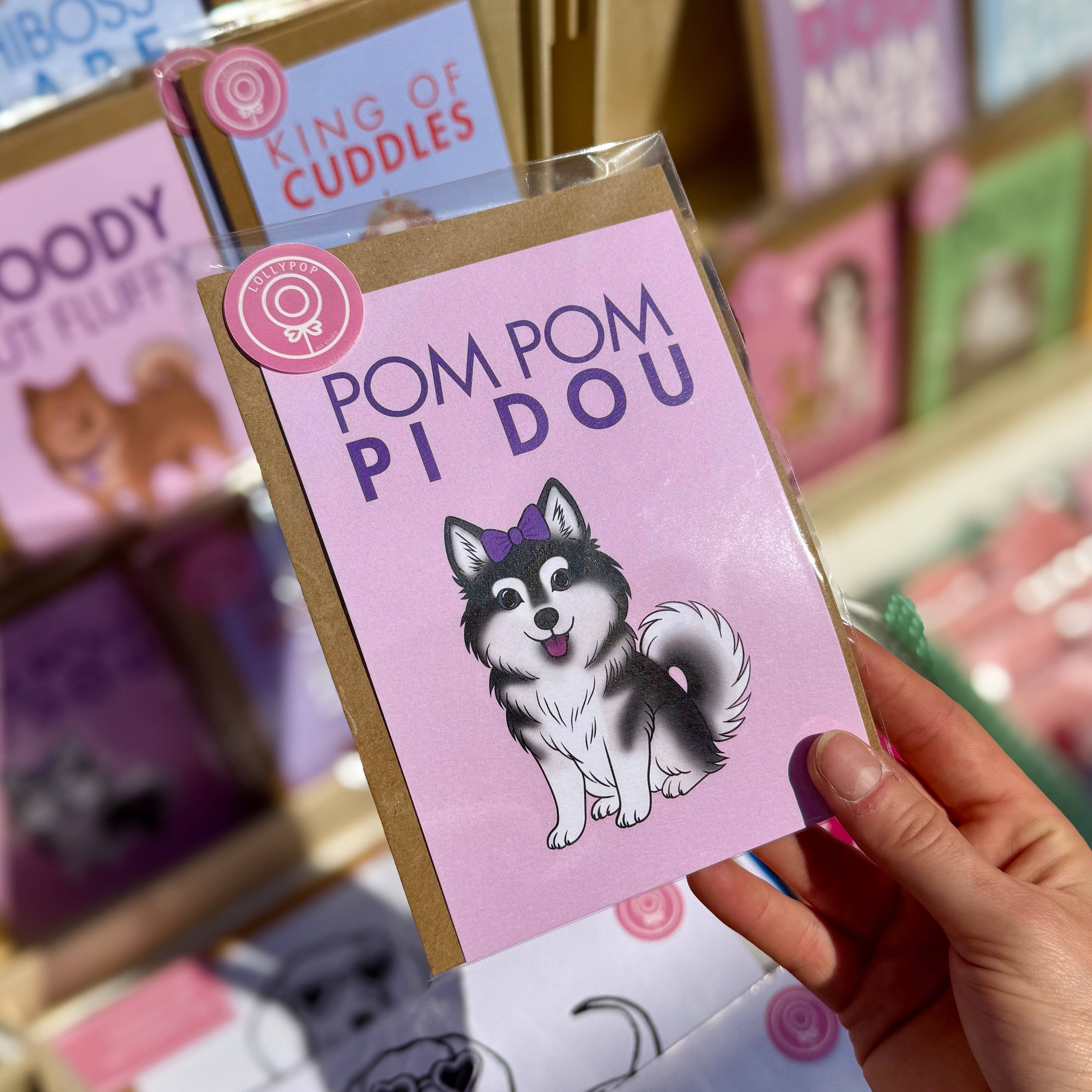 LOLLYPOPARTSTUDIO - Wholesale Everyday Greeting Card - Carte Pomsky « Pom Pom Pidou »1
