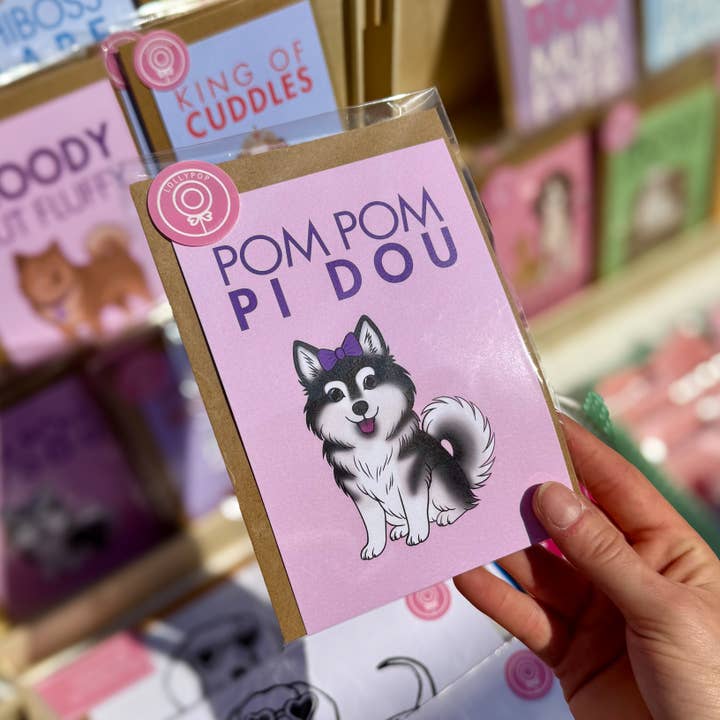 LOLLYPOPARTSTUDIO - Wholesale Everyday Greeting Card - Carte Pomsky « Pom Pom Pidou »1