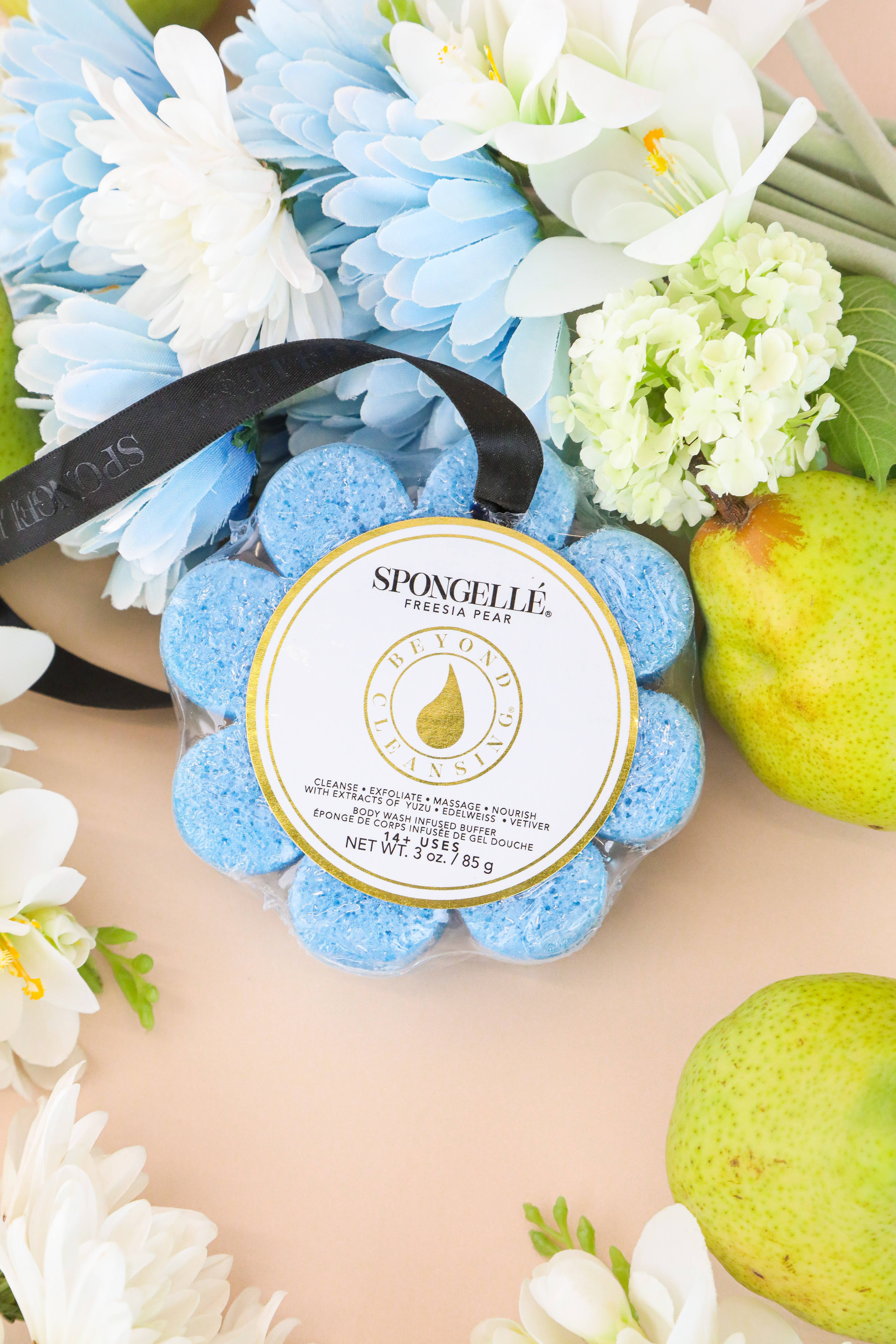 Spongellé | Christmas 2025 | Stocking Stuffers | Gifts - Wholesale Bath Pouf/Sponge - Freesia Pear Wild Flower | Soap Sponge | Soap Buffer | Clean2