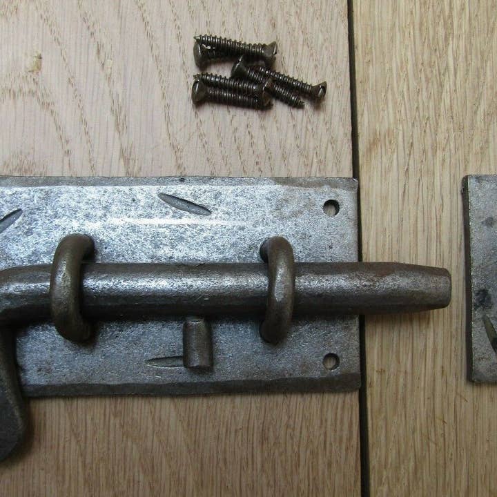 Hand Forged Cottage Slide Bolt Antique Iron for wholesale by IronmongeryWorld