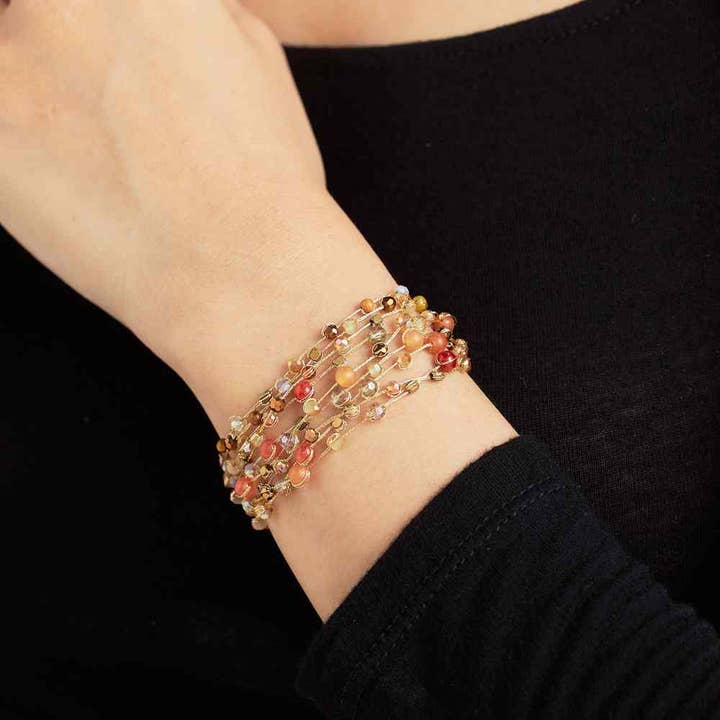 Marquet - Wholesale Beaded Bracelet - Reena Silk and Stone Bracelet with Printed Retail Price3
