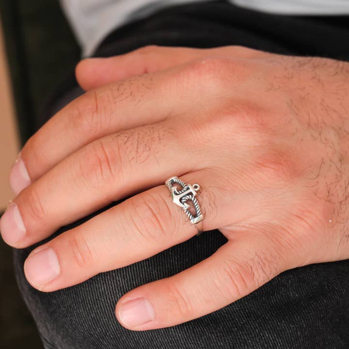 Gowa Design – wholesale Smycken - Herr – Ankarring för män Nautisk ring Ocean Lover Ring 925 Sterling Silver Ankarsmycken Kaptengåva Make Present Far Present Brudgumman