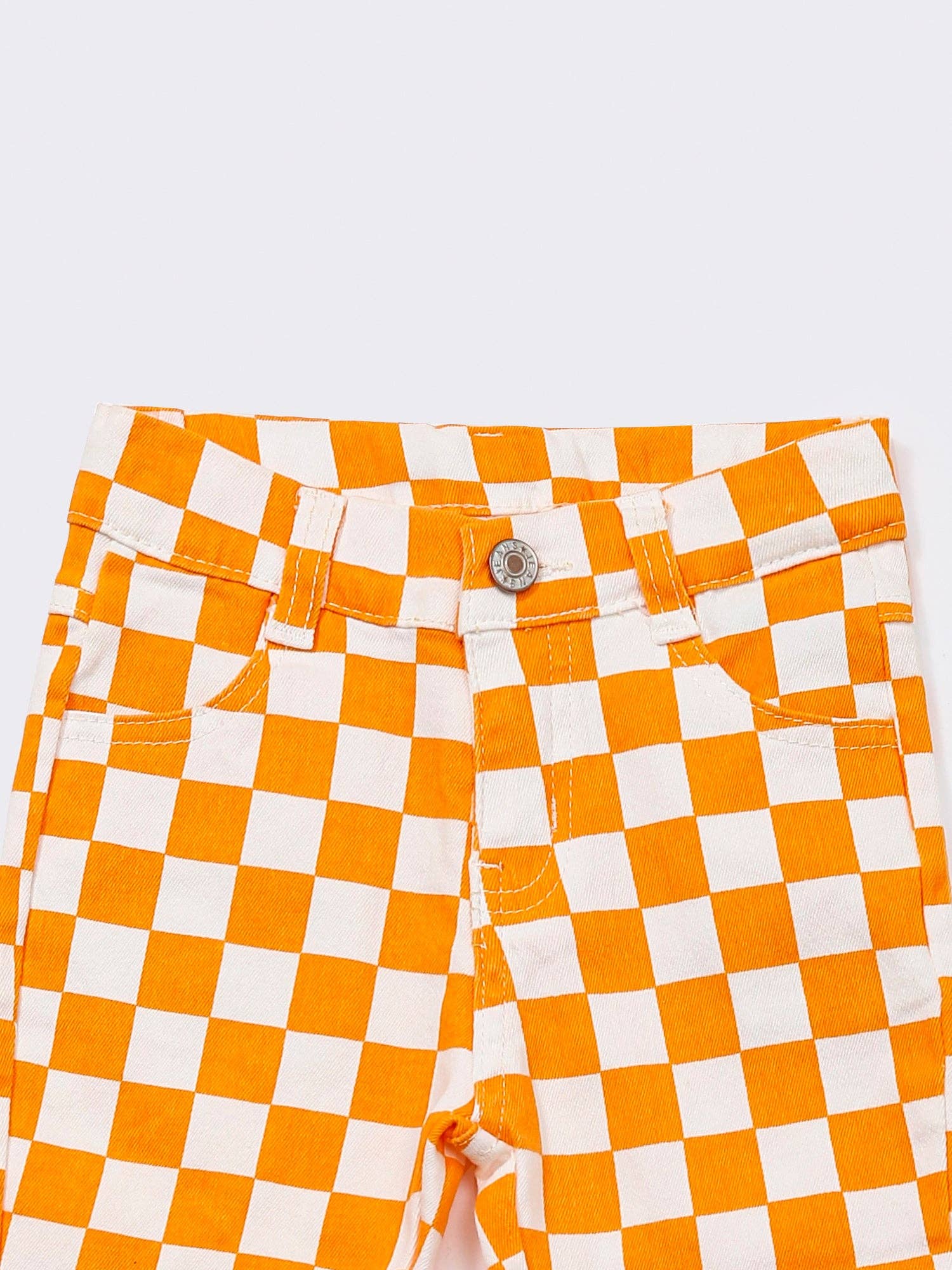 sassy kids palace - Vendita all'ingrosso Jeans - Bambini - Jeans flare con stampa a quadretti per bambini1