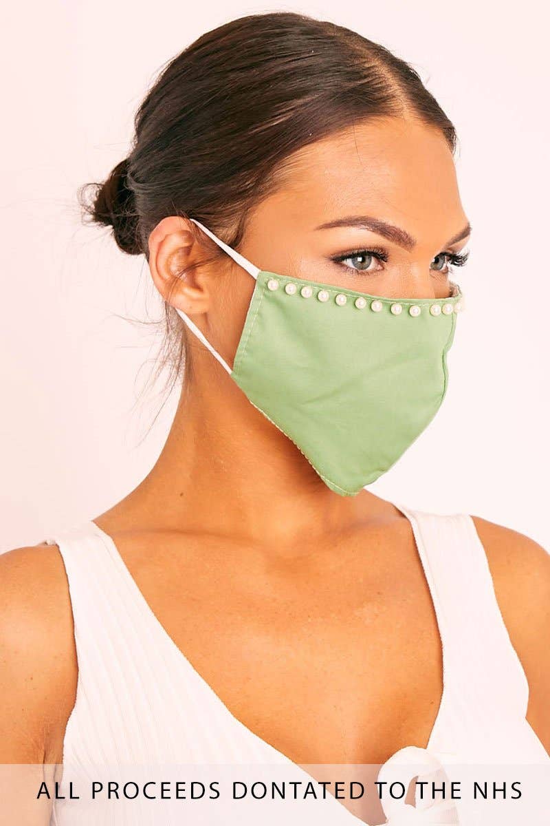 Verde Maschera viso con dettagli di perle verdi - Lula in vendita all'ingrosso su Faire1