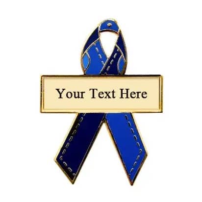 Denimblauwe jeans, bewustmakingslinten, gegraveerde pinnen voor wholesale door Personalized Cause