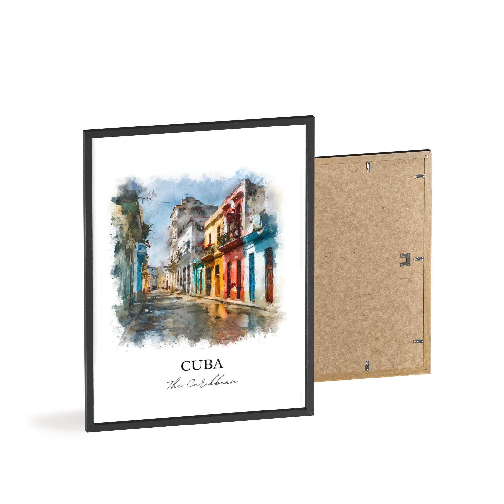 Premium Travel Art - Wholesale Art Print - Cuba Wall Art, Cuba Print, Cuba Watercolor Art, Cuba Country Gift, Travel Print, Travel Poster, Housewarming Gift7