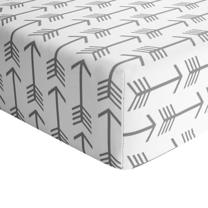 Crib Sheets 100% Cotton Grey and White Arrow for wholesale by JLIKA