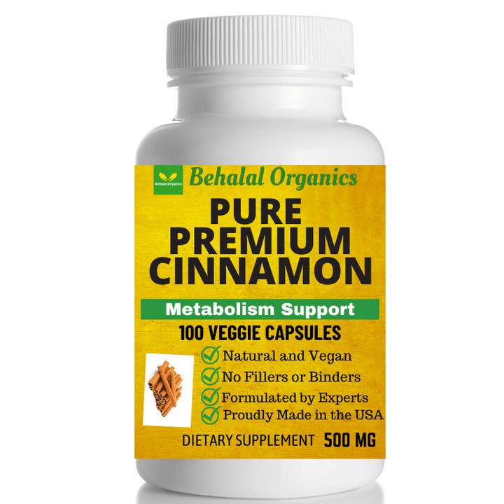 Cinnamon Capsule Pure Premium Metabolism Support 500mg 100CA for wholesale by Behalal Organics