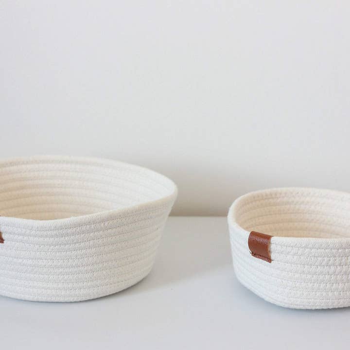 Sprout & About - Wholesale Basket - Kids & Baby - White Woven Cotton Rope Round Basket