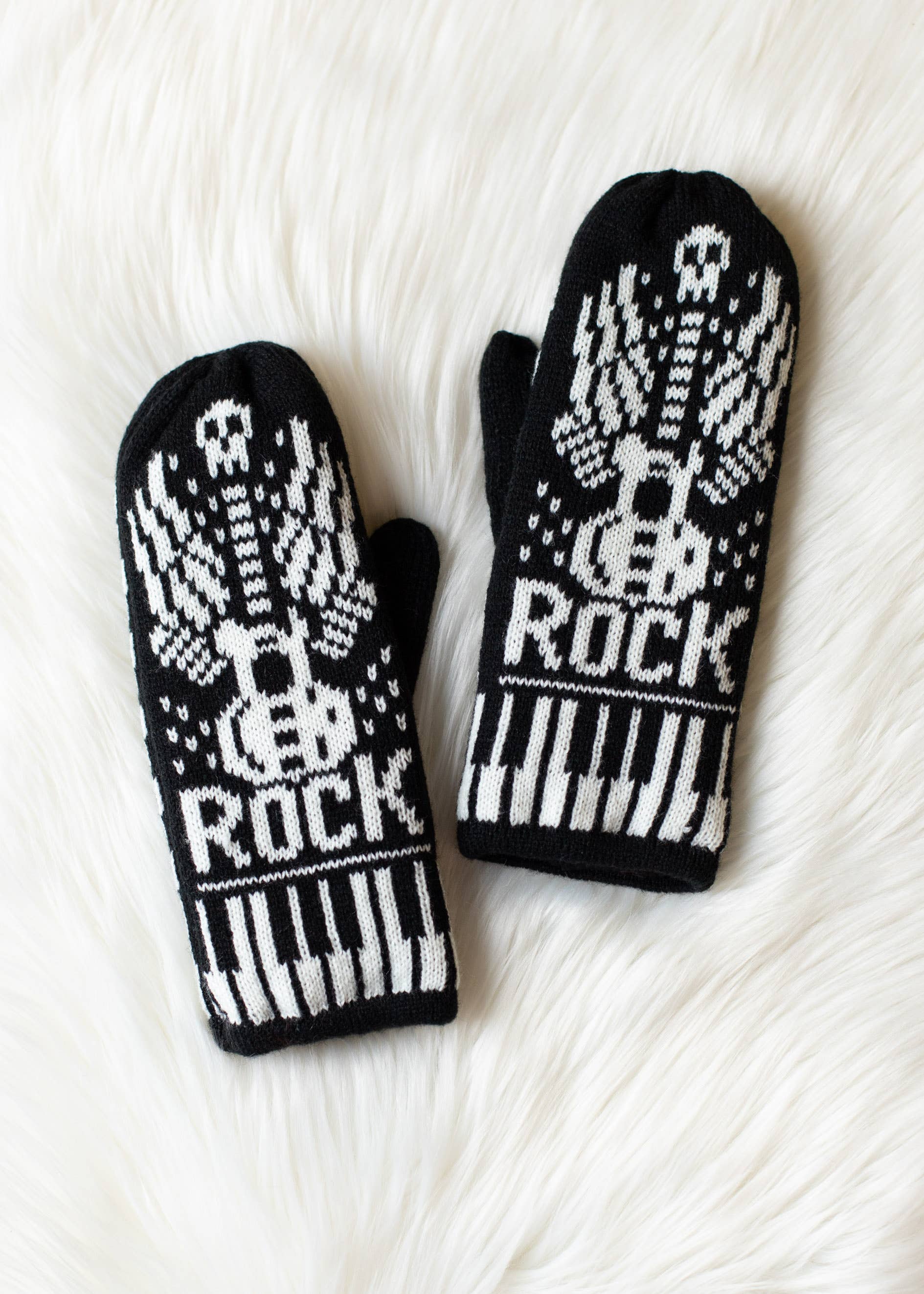 Panache Apparel Co. - Venta al por mayor Manoplas - Mujer - Manoplas Rock en blanco y negro3