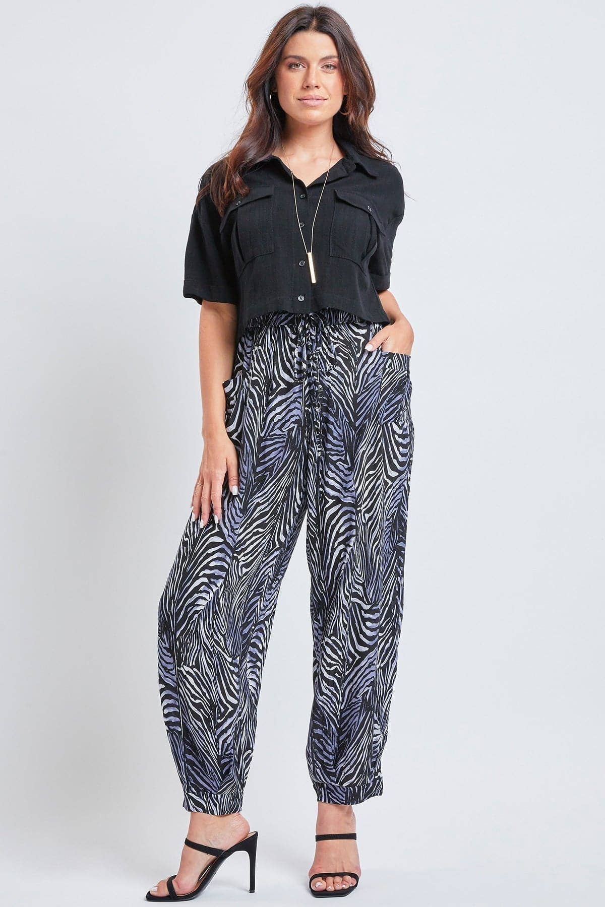 YMI - Wholesale Pants - Women's - Drawstring Wide Jogger Pant With Pleated Hem-WF1209CG16