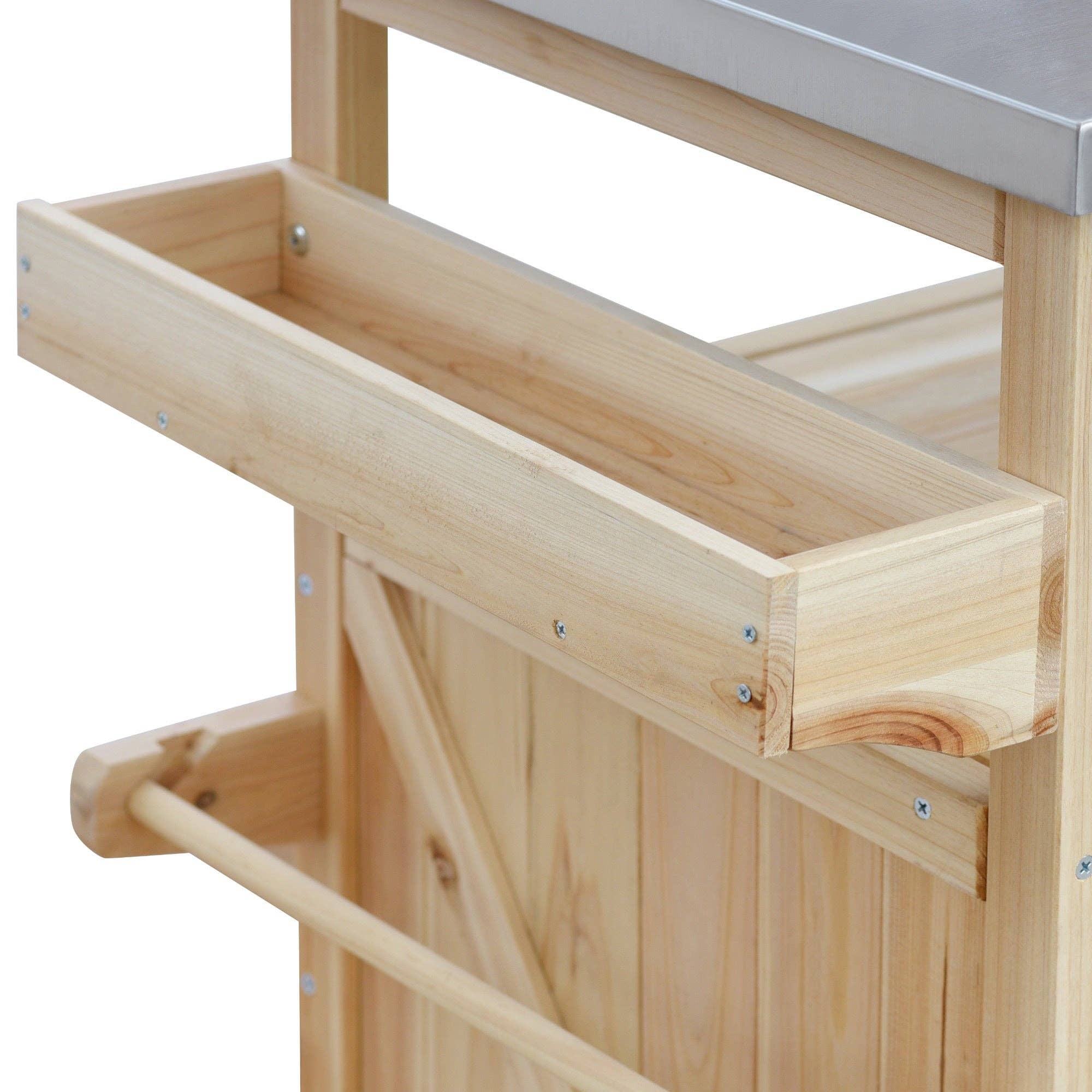 39F Inc. - Wholesale Outdoor Ornament/Decor - Outdoor Kitchen Island,Farmhouse Solid Wood Rolling Cart21