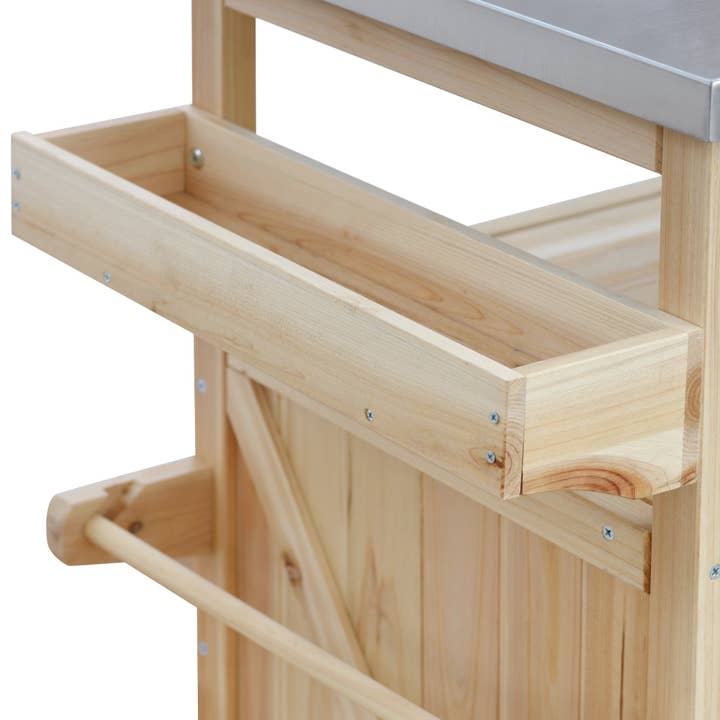 39F Inc. - Wholesale Outdoor Ornament/Decor - Outdoor Kitchen Island,Farmhouse Solid Wood Rolling Cart21