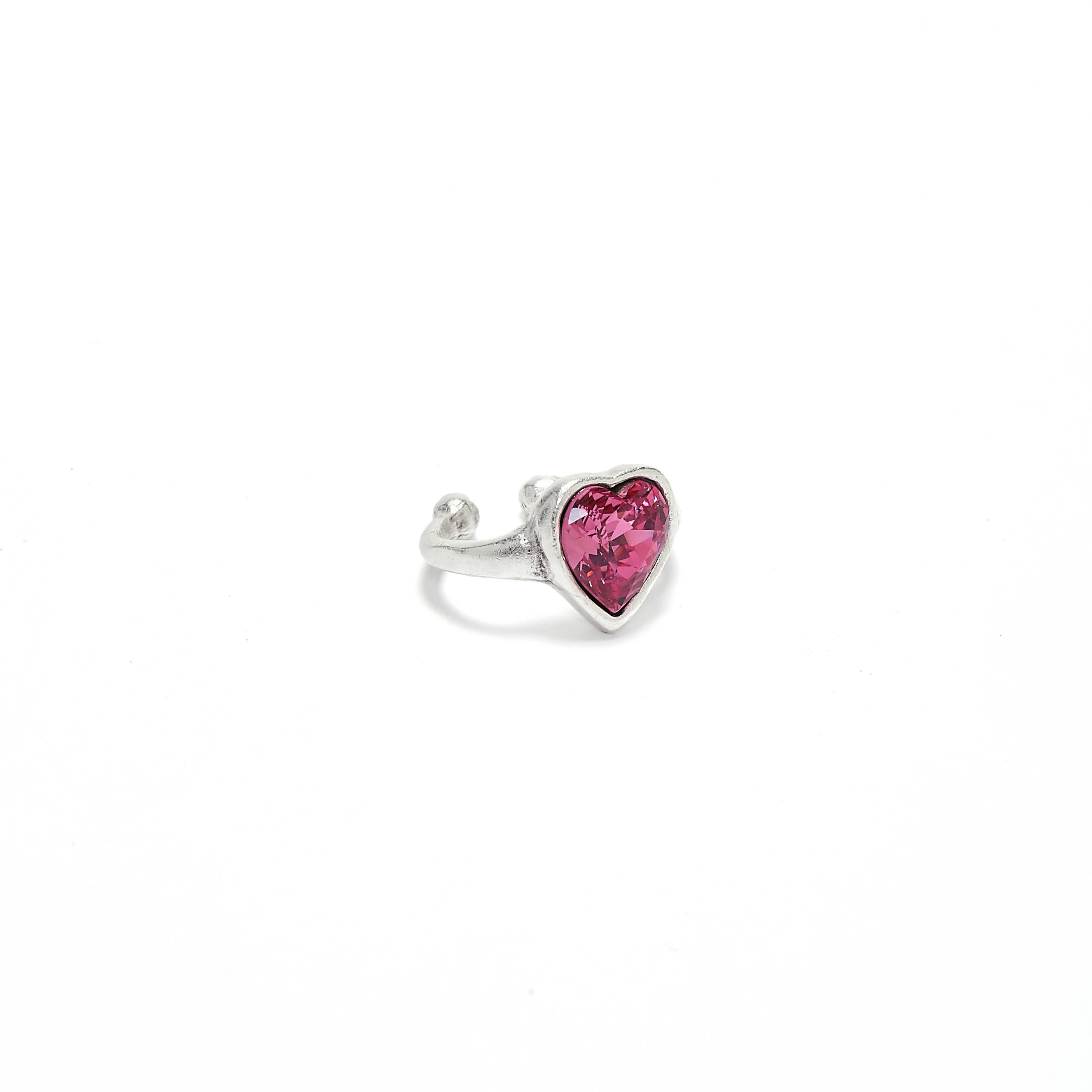 Chanour - Venta al por mayor Anillos solitarios - Anillo de latón hecho a mano con baño de plata y cristal rosa - NR6128 PINK1