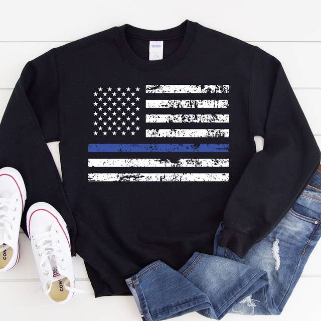 Trendy Transfers - Wholesale Sublimation Transfer - Thin Blue Line Flag DTF Heat Transfer