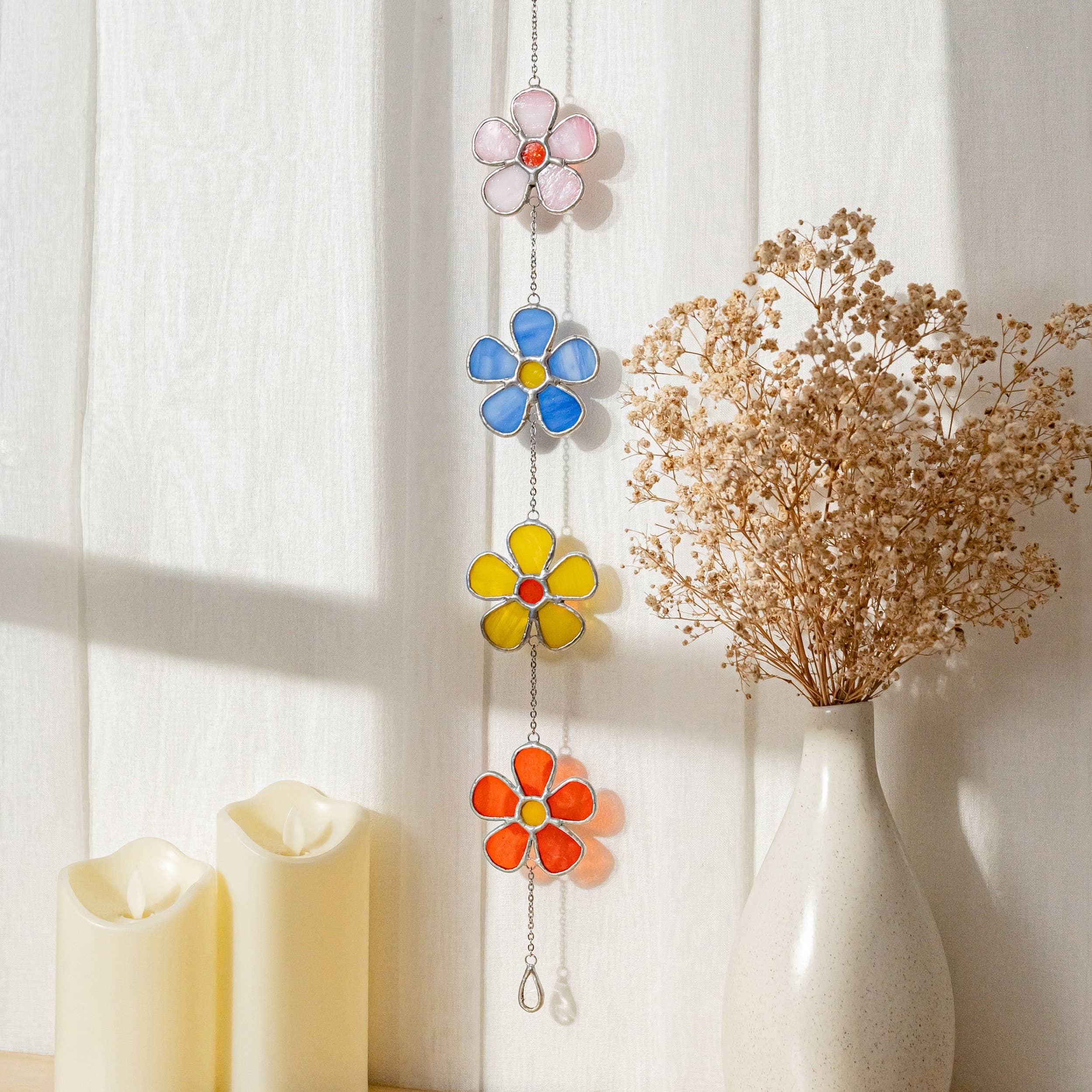 MondoBellissimo - Vendita all'ingrosso Bandierine/Ghirlande - Ghirlanda di Fiori in Vetro Colorato per Decorazione di Finestre F955