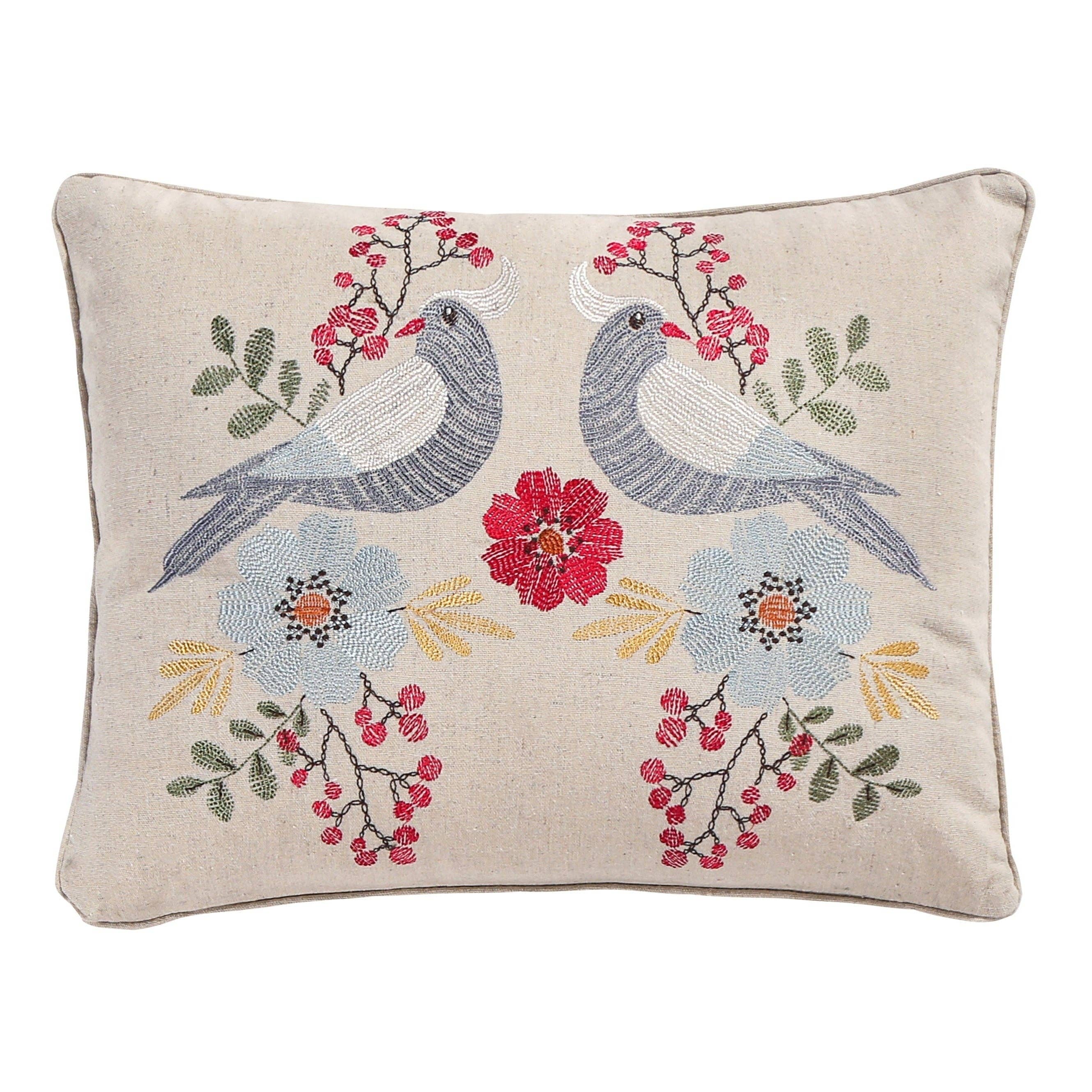 Levtex Home - Wholesale Throw/Decorative Pillow - Angelica Linen Bird Embroidered Pillow0