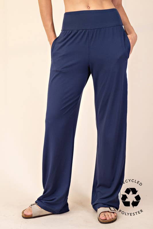 Sunday Morning – Großhandel Hose – Damen – P746337 SOLIDE RECYCELTE BUTTERGESTREIFTE GERADE HOSE10