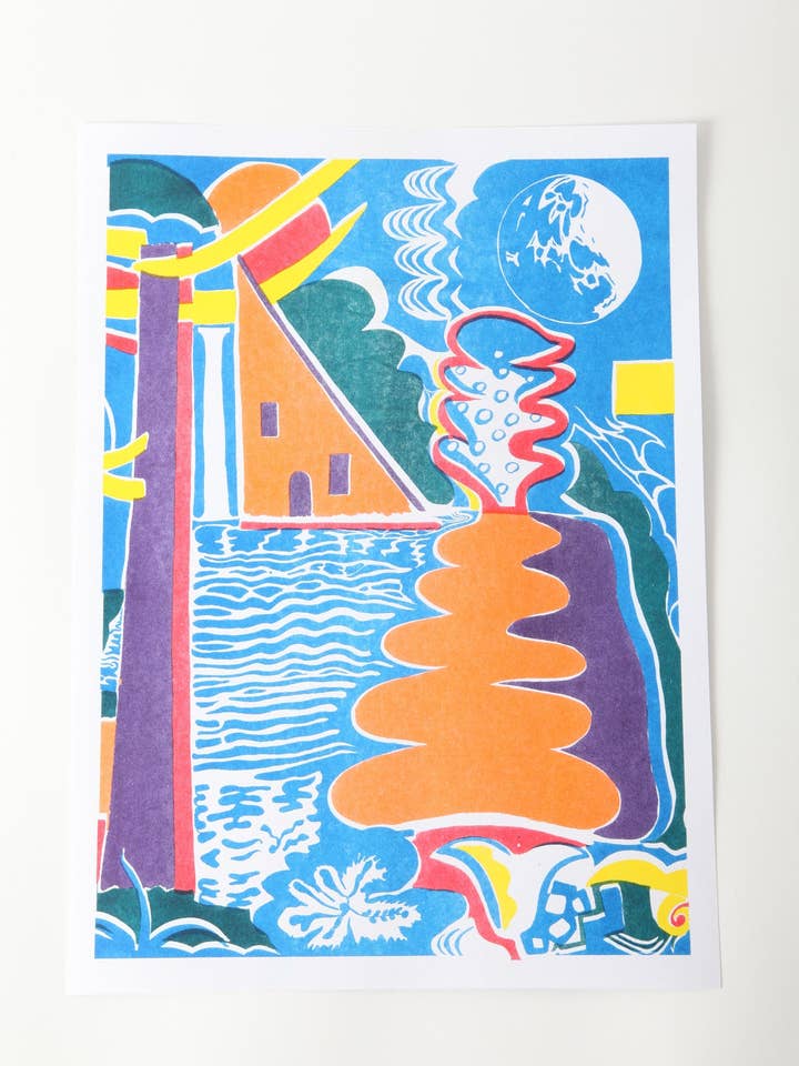 Risografplakat - Natlandskab for engroshandel hos Gravel & Gold