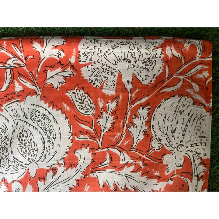 Bhawana Handicrafts - Wholesale Fabric Paint - Orange Amanda Printed Fabric Cotton Women Dressmaking Fabric2