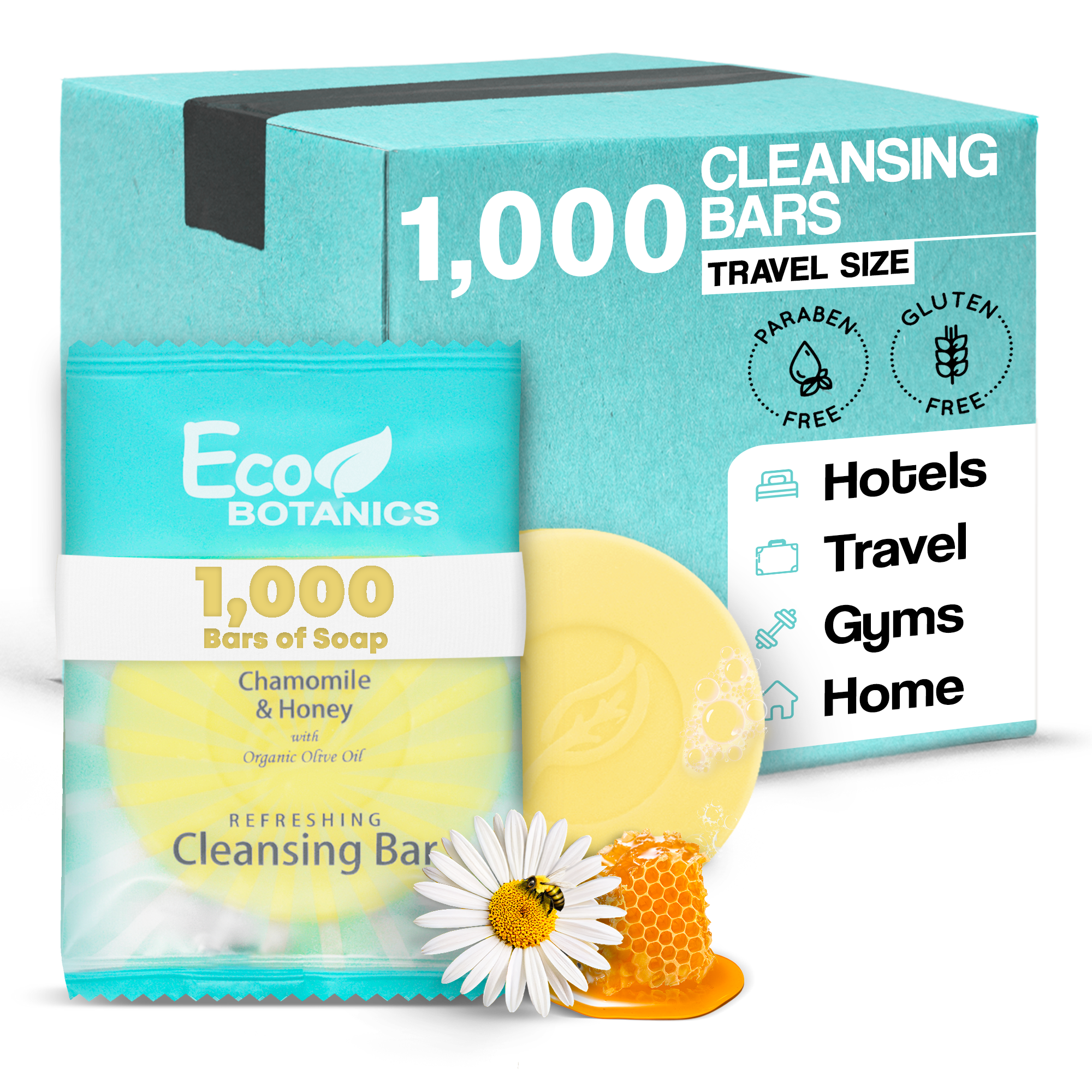 Diversified Hospitality Solutions - Wholesale Bar Soap - Eco Botanics Travel-Size Hotel Cleansing Bar Soap.5 oz (Case of 1000)0