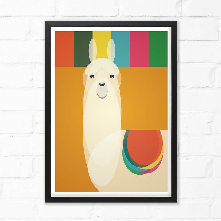 Mid Century Llama Tryck för wholesale av Cloud Cuckoo Design