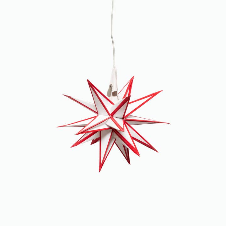 Artschatz LLC - Wholesale Paper Lantern/Lamp - Moravian Mini Star ~ 7", White /Red Paper Star Lantern Light7
